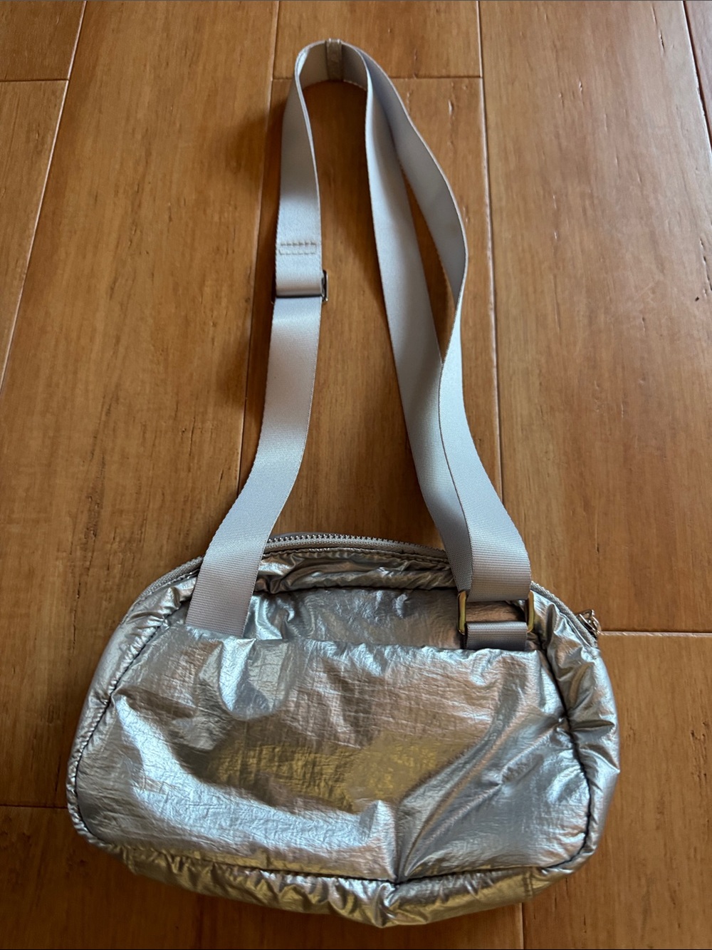 Metallic Silver Crossbody Shoulder Bag - Women's Bag